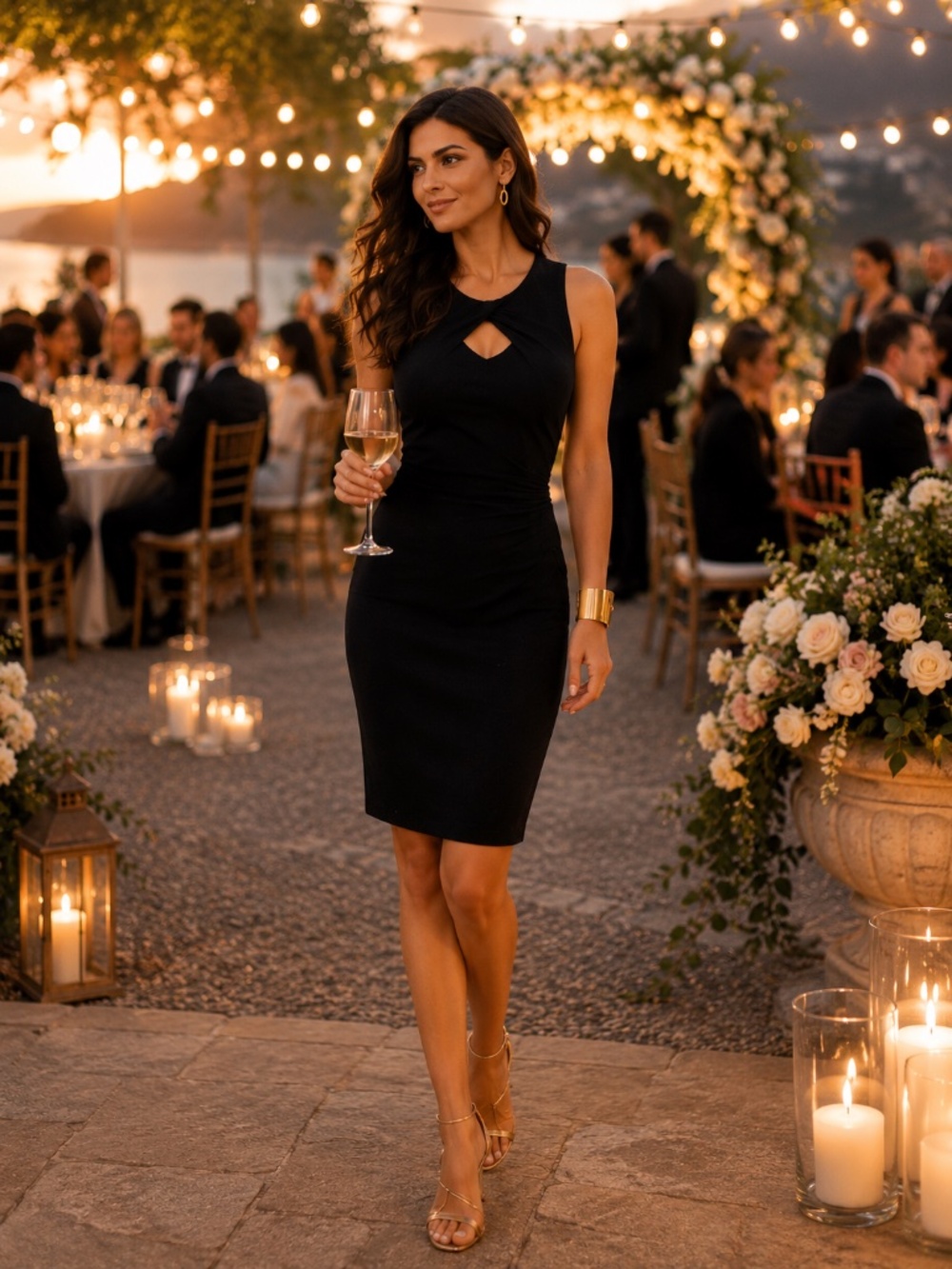 INC International Concepts Black Twist-Front Cocktail  Dress | Wedding Guest